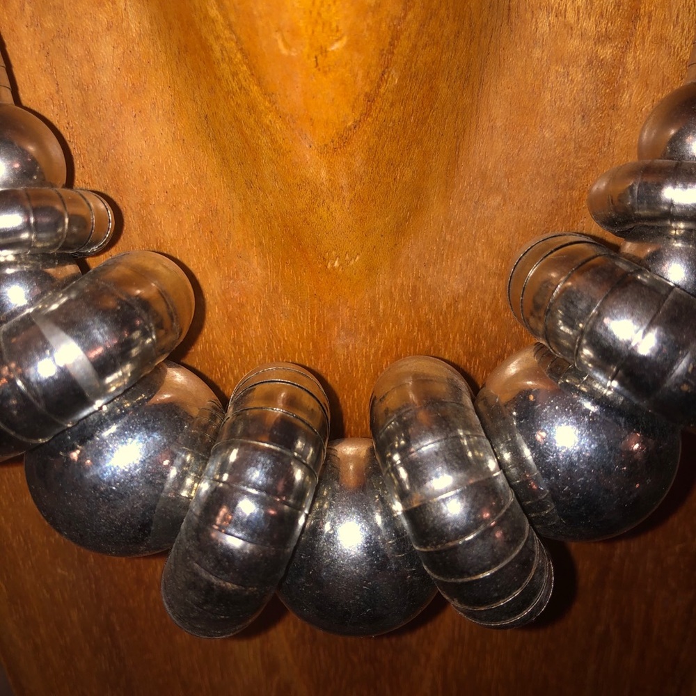 Lightweight silver choker collar chunky necklace